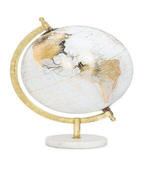 Abbott Collection 57-LATITUDE-18 Spinning Small Decorative Globe, White/Gold